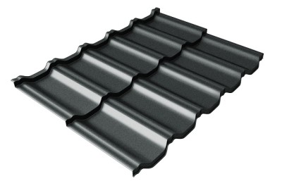 Металлочерепица модульная Квинта Uno Grand Line c 3D резом 0,5 GreenСoat Pural Matt RR2Н3 (RAL 7016 антрацитово-серый)