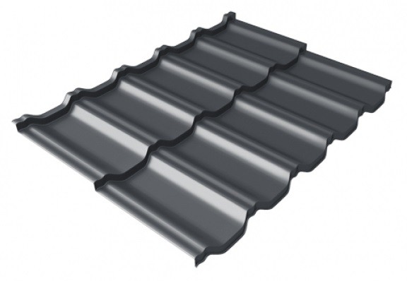 Металлочерепица модульная Квинта Uno Grand Line c 3D резом 0,5 Satin Мatt RAL 7024 мокрый асфальт купить в Усолье-Сибирском