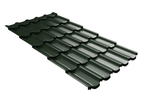 Металлочерепица квинта плюс с 3D резом 0,5 GreenСoat Pural Matt RR 11 темно-зеленый (RAL 6020 хромовая зелень) купить в Усолье-Сибирском