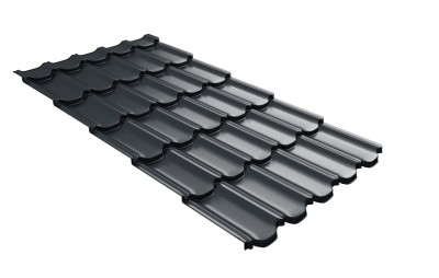 Металлочерепица квинта плюс с 3D резом 0,5 GreenСoat Pural Matt RR2Н3 (RAL 7016 антрацитово-серый)