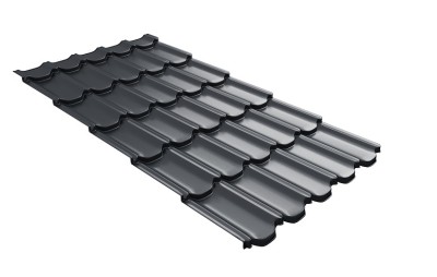Металлочерепица квинта плюс с 3D резом 0,5 Satin Мatt RAL 7024 мокрый асфальт