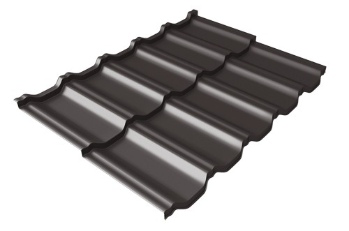 Металлочерепица модульная Квинта Uno Grand Line c 3D резом 0,5 Satin RR 32 темно-коричневый купить в Усолье-Сибирском