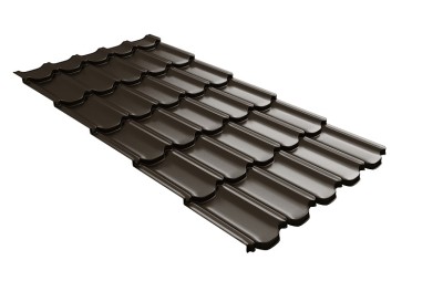 Металлочерепица квинта плюс с 3D резом 0,5 Satin Мatt RR 32 темно-коричневый